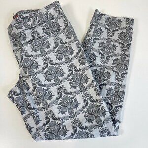 Anthro Cartonnier Womens Charlie Ankle Trouser Pants Grey Sz 6 Mid Rise Brocade
